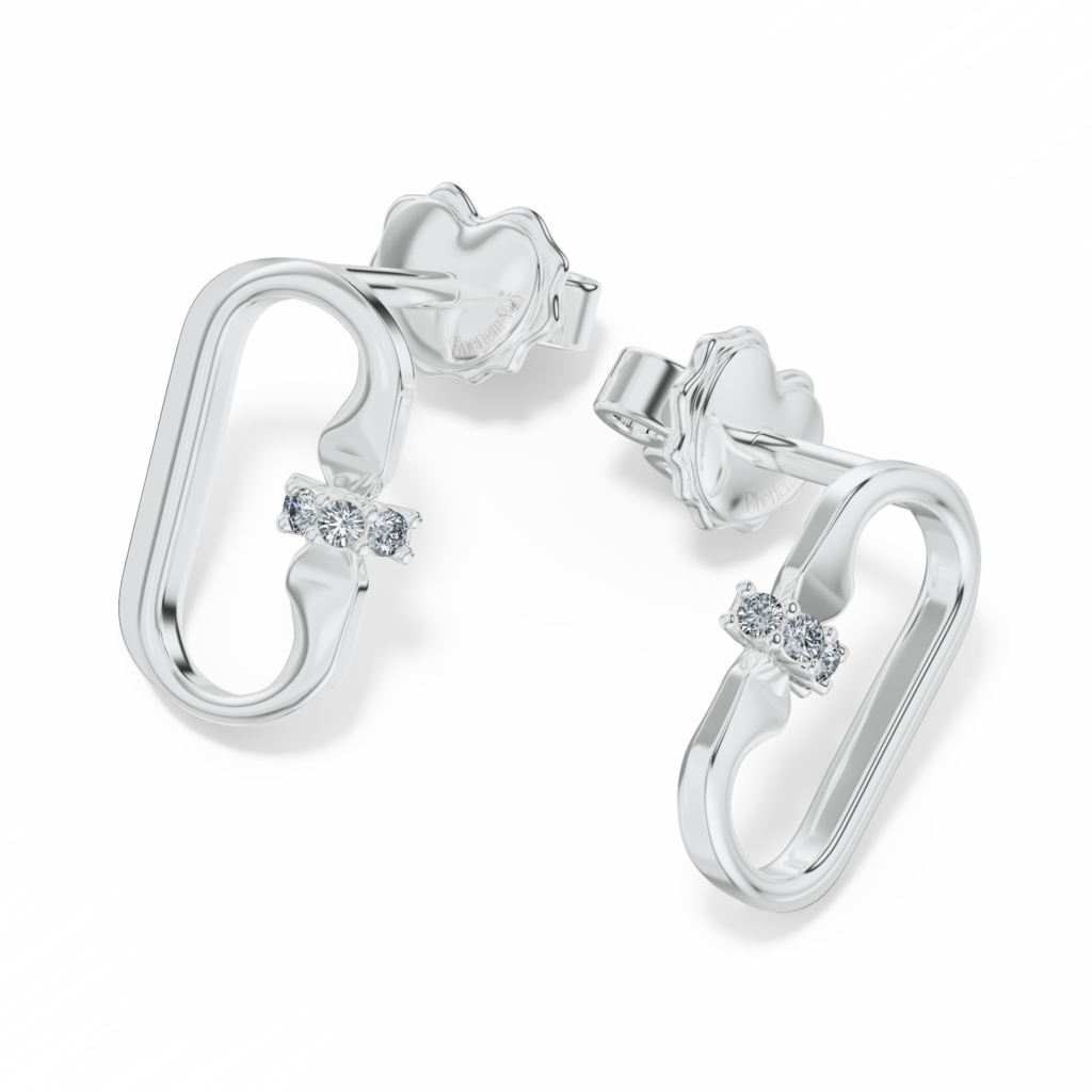 Bông tai Letter C – CBT5902 – Classic Single “C” Round