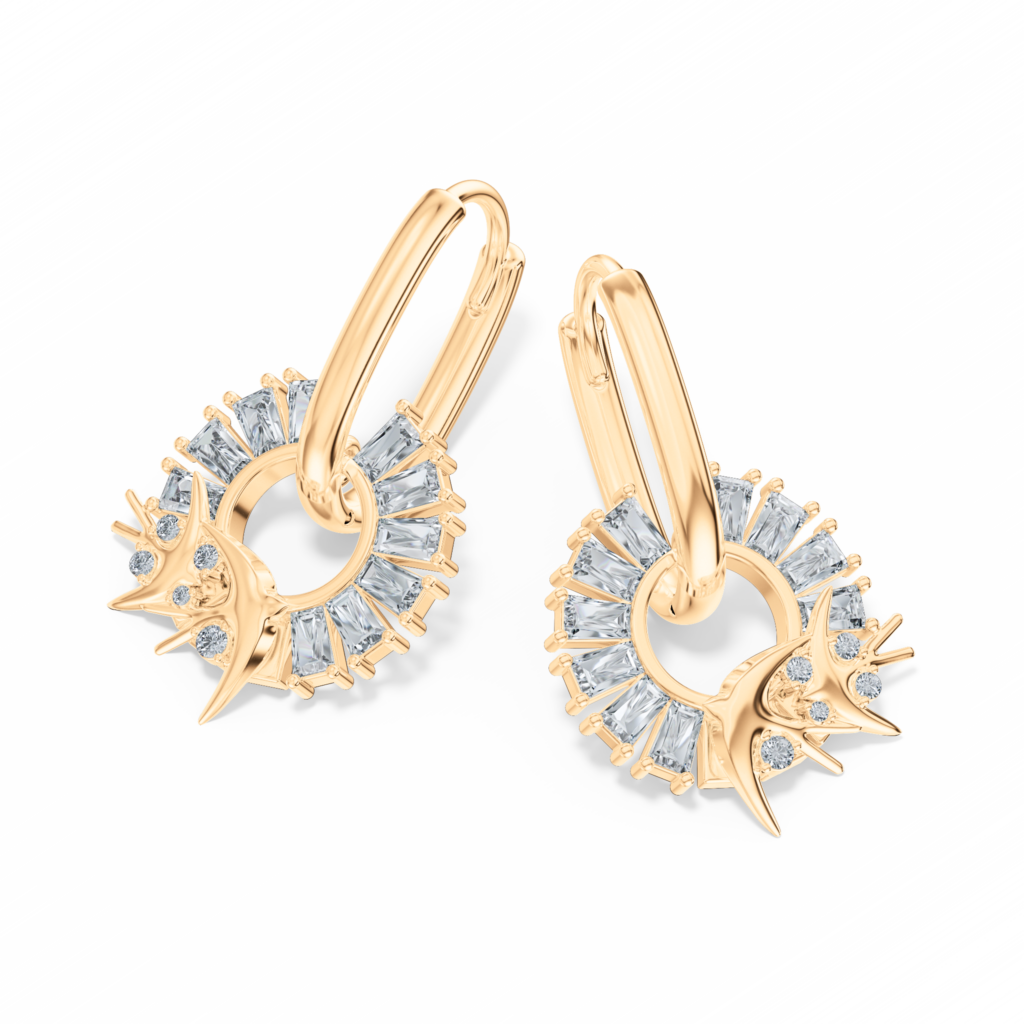 Bông tai Swallow – CBT5903 – Sunburst Baguette Hoop