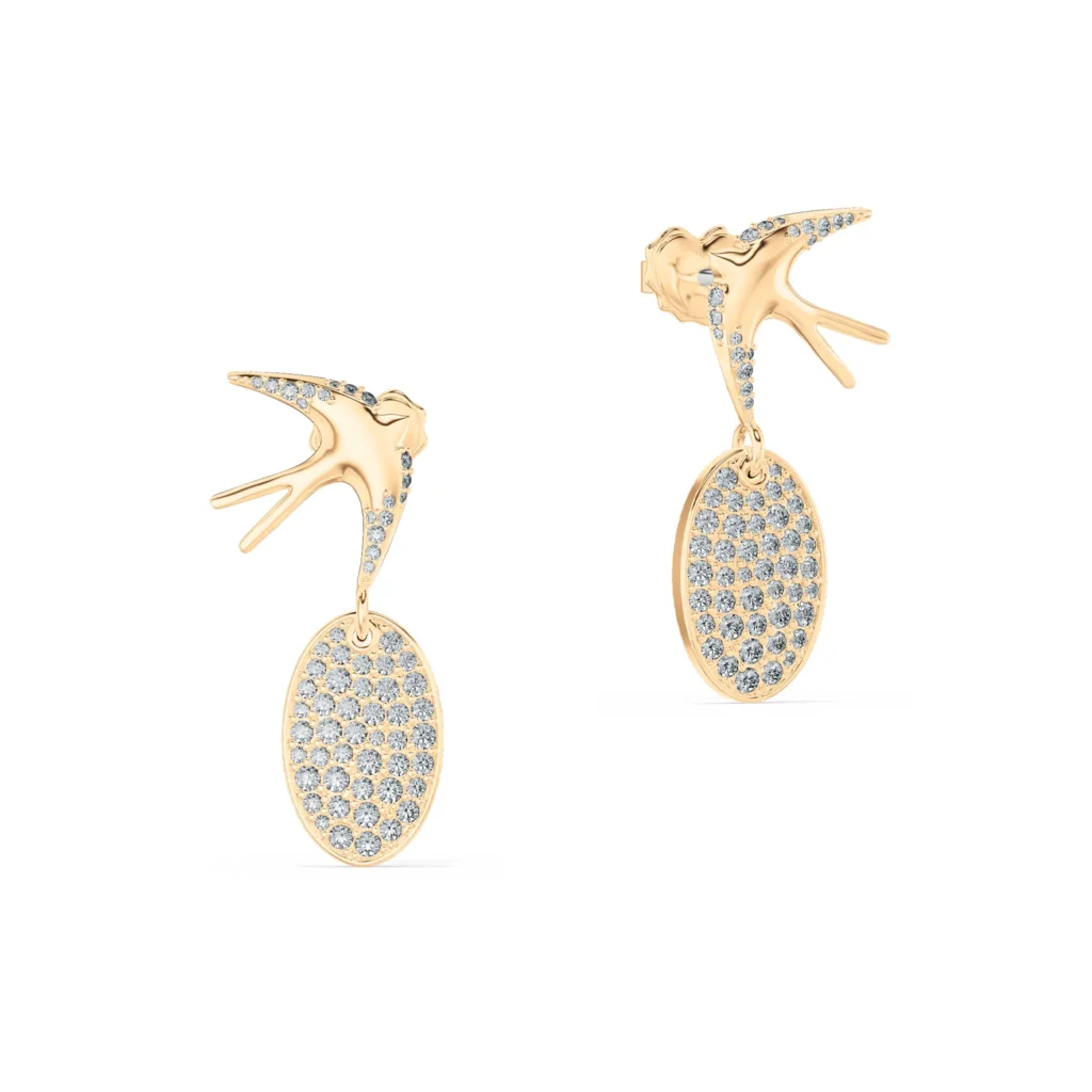 Bông tai Swallow – CBT5905 – Swallow Drop Oval Pavé
