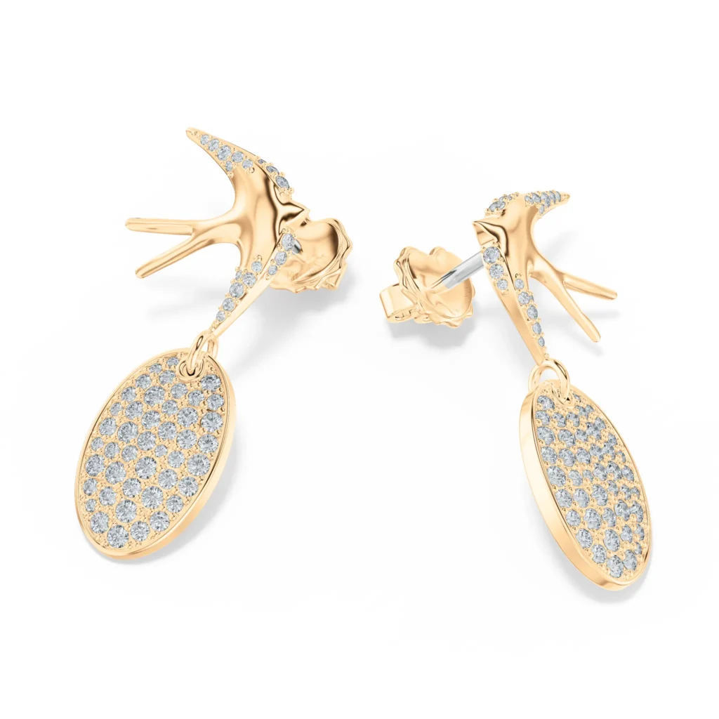 Bông tai Swallow – CBT5905 – Swallow Drop Oval Pavé