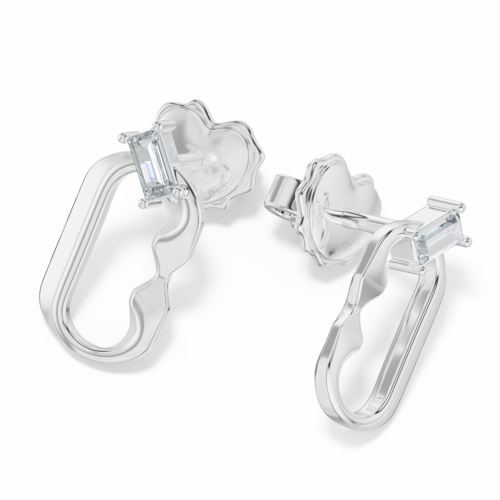 Bông tai Letter C – CBT5907 – Classic Single “C” Baguette